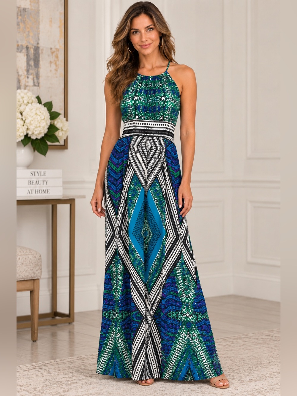 London Times Green & Blue Maxi Size 10